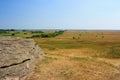 Granite rock in the steppe Royalty Free Stock Photo