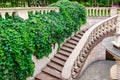 Granite staircase with railings and balustrades downhill. Royalty Free Stock Photo