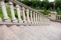 Granite staircase with railings and stone balustrades. Royalty Free Stock Photo