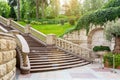 Granite staircase with stone railings and balustrades. Royalty Free Stock Photo
