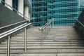 Granite stairs leading to glass office buildings of financial district Royalty Free Stock Photo