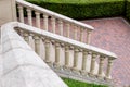 Granite stairs with railings and stone balustrades. Royalty Free Stock Photo