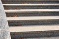 Granite steps of gray color with a structure, parallel lines and an arc from the left edge