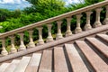 Granite stone stairs details of steps and railings with balustrades. Royalty Free Stock Photo