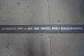 Granite strip commemorates the New York Yankees` 27th World Series championship ticker-tape parade held along the Canyon of Heroes Royalty Free Stock Photo