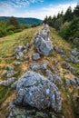 Granitic ridge of Chiroubles, Beaujolais, France Royalty Free Stock Photo