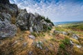 Granitic ridge of Chiroubles, Beaujolais, France Royalty Free Stock Photo