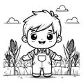 Vector drawing of a farmer in black and white Royalty Free Stock Photo