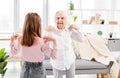 Granmother and granddaughter exercising Royalty Free Stock Photo