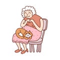 Granny With Cat