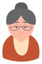 Granny with glasses, illustration, vector