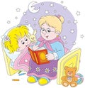 Granny and granddaughter reading fairytales