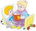 Granny and grandson reading fairytales Royalty Free Stock Photo