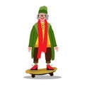 Cheerful Grandmother on a skateboard. Funny character for your design. Cool forever young Granny.