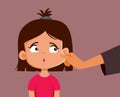 Annoying Relative Meeting a Kid Pinching her Cheeks Vector Cartoon