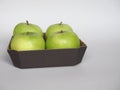 Granny Smith apple fruit food in cardboard basket Royalty Free Stock Photo