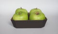 Granny Smith apple fruit food in cardboard basket Royalty Free Stock Photo
