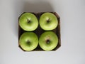 Granny Smith apple fruit food in cardboard basket Royalty Free Stock Photo