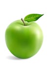 Granny Smith Apple With a Leaf Royalty Free Stock Photo