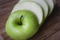 Granny smith apple sliced. Royalty Free Stock Photo