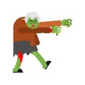 Granny zombie isolated. Dead green grandmother monster. scary grandma