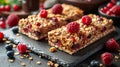 Granola bar with dry fruit berries Royalty Free Stock Photo