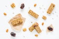 Granola bar or energy bar on white background Royalty Free Stock Photo