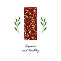 Granola bar isolated on white. Healthy gluten-free and lactosa free snacks with nats and dried fruits. Energy bars