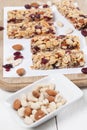 Granola bars with nuts, seeds and cranberries Royalty Free Stock Photo