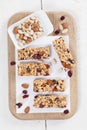 Granola bars with nuts, seeds and cranberries Royalty Free Stock Photo