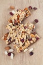 Granola bars with nuts, seeds and cranberries Royalty Free Stock Photo