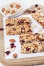 Granola bars with nuts, seeds and cranberries Royalty Free Stock Photo