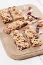 Granola bars with nuts, seeds and cranberries Royalty Free Stock Photo