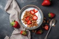 Granola bowl strawberry. Generate AI