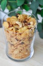 Granola or caramel cornflake with almond Royalty Free Stock Photo