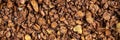 Granola cereal banner. Top view muesli background texture Royalty Free Stock Photo