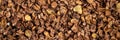 Granola cereal banner. Top view muesli background texture Royalty Free Stock Photo