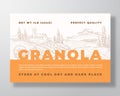 Granola Cereal Label Template. Oatmeal Abstract Vector Packaging Design Layout. Modern Typography Banner with Hand Drawn