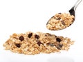 Granola cereals on a spoon Royalty Free Stock Photo