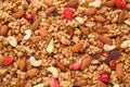 Granola with dried fruits and nuts, top view Royalty Free Stock Photo