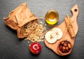 Granola honey, apples, dried berries Royalty Free Stock Photo