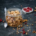 Granola in jar Royalty Free Stock Photo