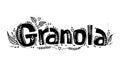 Granola logo template with handwritten calligraphy lettering composition in doodle style. Muesli, organic health food concept.