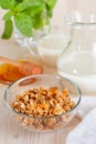 Granola with milk and honey