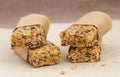 Granola muesli bars with chocolate and seeds