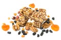 Granola muesli, cereal bar and its ingredients.