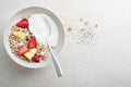 Granola oatmeal with fresh fruit and yogurt