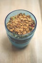 Granola on Parfait in Blue Tumber