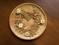 Granola in the wooden place with the empty space in heart shape in the middle Royalty Free Stock Photo