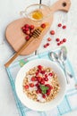 Granola with yoghurt and wild strawberries Royalty Free Stock Photo